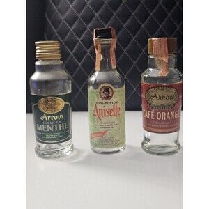 Vintage Old Glass Liquor Miniature Bottles - Mr. Boston Anisette, Arrow Liqueur